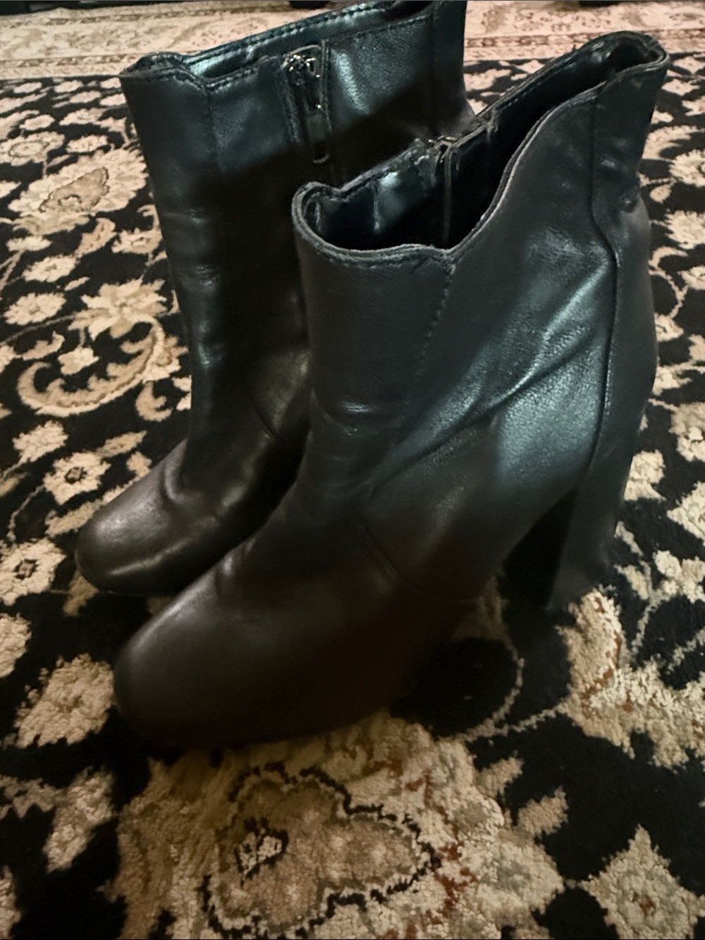 Steve Madden Black Leather High-Heel Ankle Boots